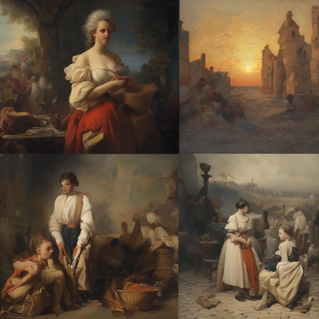 Ολική εικόνα από πίνακες παιδικής τέχνης με θέμα το παιχνίδι και τη φαντασία, εμπνευσμένοι από κλασικούς ζωγράφους.